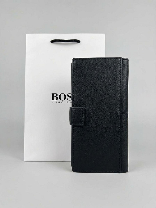 Чоловіче шкіряне портмоне на кнопці Boss (7706) Київ - фото 6
