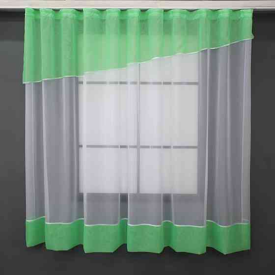 Кухонная занавеска VR-Textil № 047к белый с мятным 280х170 см (52-0865) Киев