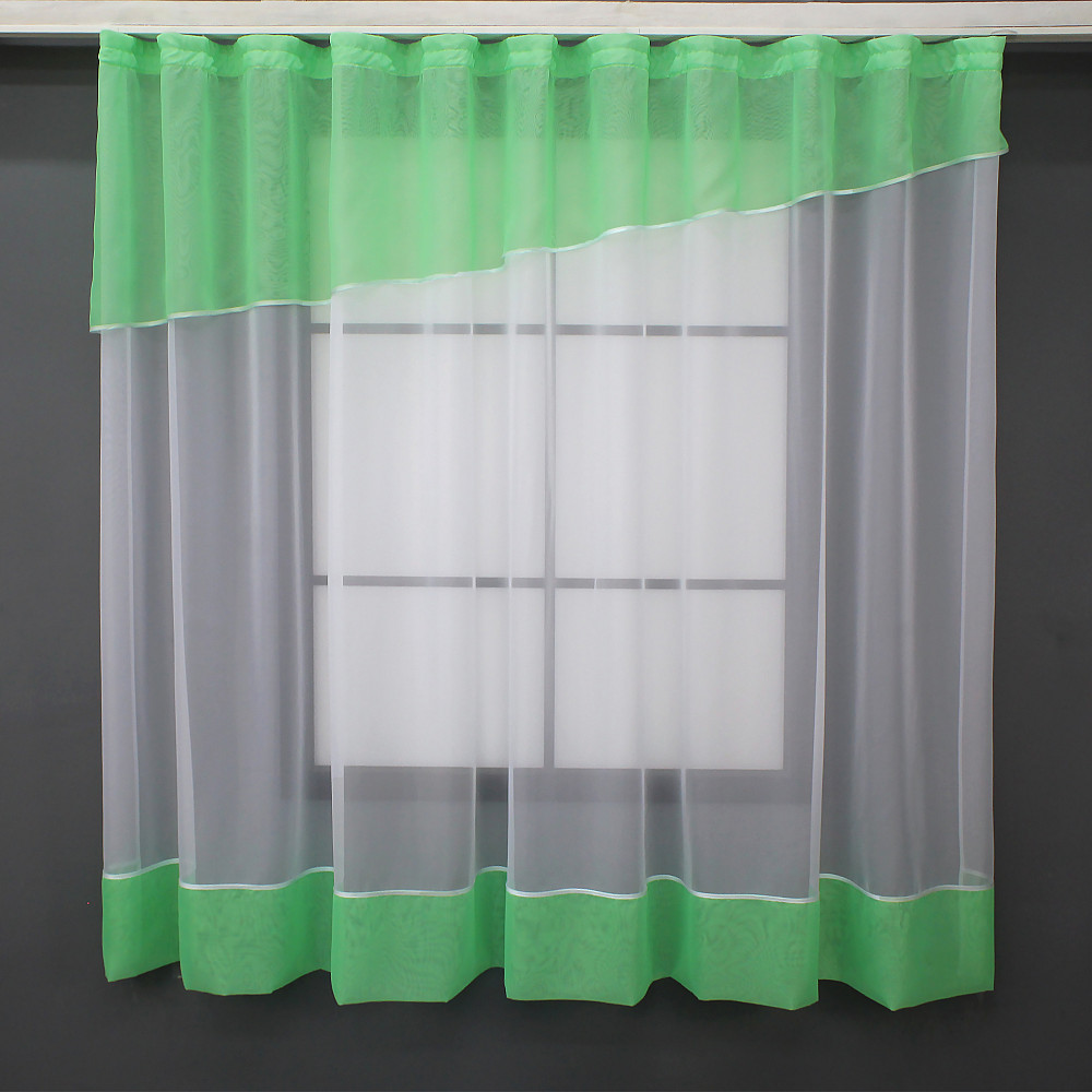 Кухонная занавеска VR-Textil № 047к белый с мятным 280х170 см (52-0865) Киев - изображение 1