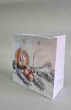 Пакети паперові подарункові, новорічні Квадрат 23*24*10 — 37 (12 шт.) Харків