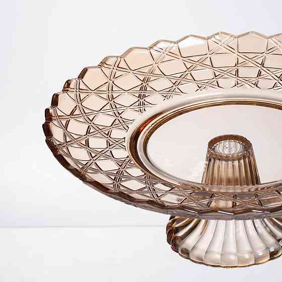 Yiwu Фруктовниця скляна на ніжці Ø29 (см) кругла ваза цукерниця для фруктів Коричневий 64486-20 Коломыя