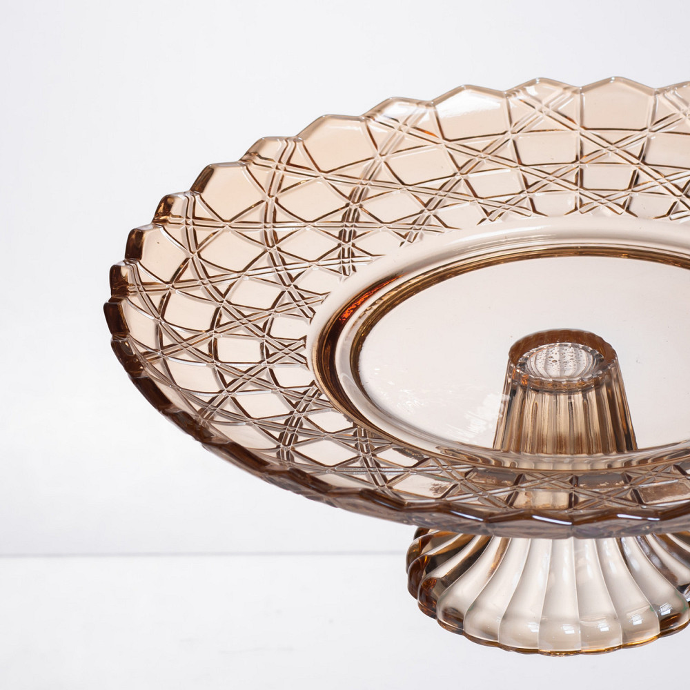 Yiwu Фруктовниця скляна на ніжці Ø29 (см) кругла ваза цукерниця для фруктів Коричневий 64486-20 Коломыя - изображение 3