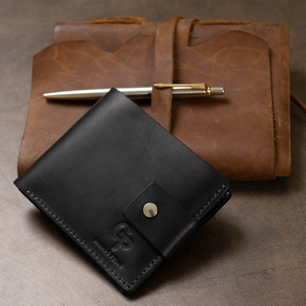 Небольшое мужское портмоне GRANDE PELLE 11566 Черный Киев - изображение 9