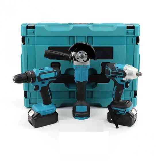 Набір акумуляторного інструменту 3 в1 Болгарка + Шуруповерт Гайковерт (синій), 0-2200 об/хв, патрон 1/2 Одеса