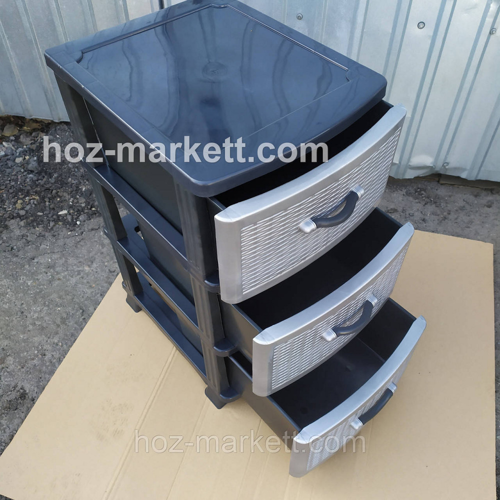 Комод пластиковый серый на 3 ящика производство Украина Харьков - изображение 3