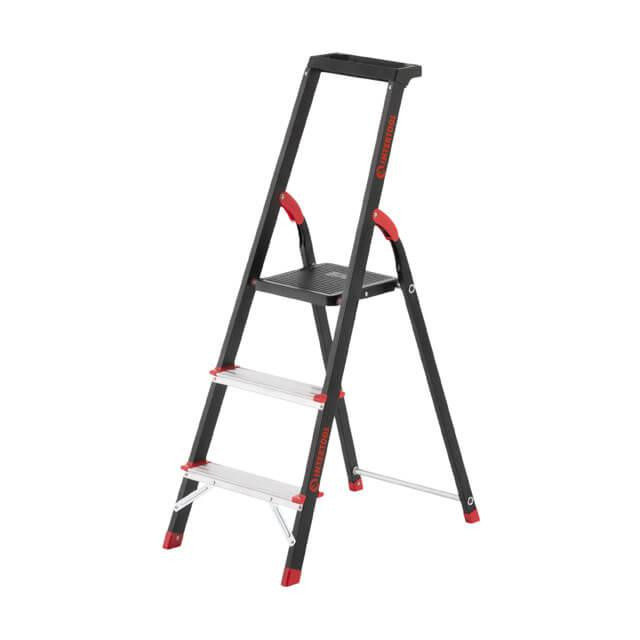 Драбина сталева, 3 сходинки, лоток для інвентарю, висота: 1132 мм, висота: висота до платформи: 630 мм, 150 кг INTERTOOL LT-0053 Київ - фото 9