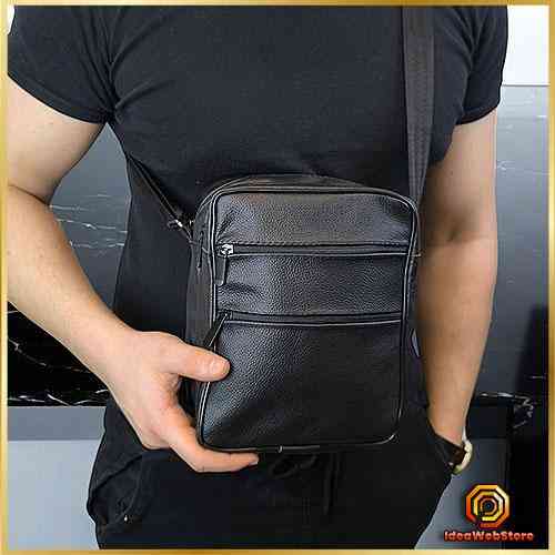 Шкіряний чоловічий месенджер чорний чоловічий Месенджер З Натуральної шкіри Київ