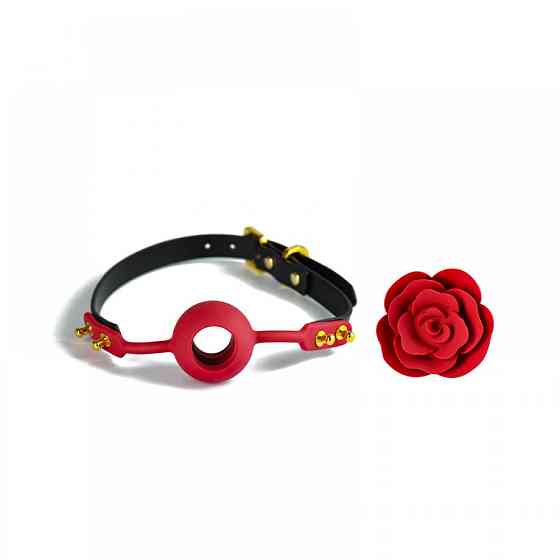 Кляп троянда із силікону та італійської шкіри Rose Ball Gag UPKO Sex Aura Київ