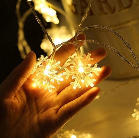 Світлодіодна гірлянда Сніжинки 20 led 3м біло-жовтий Київ - фото 2