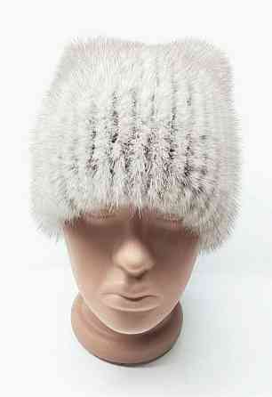 Шапка хутряна жіноча Бант з натурального хутра норки Бежевий Харків