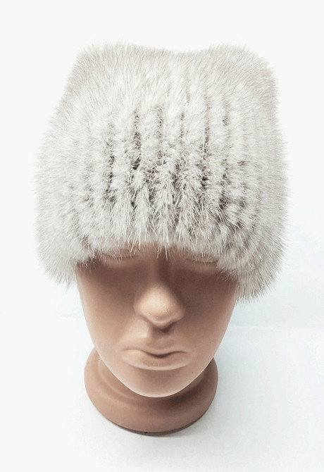 Шапка хутряна жіноча Бант з натурального хутра норки Бежевий Харків - фото 4