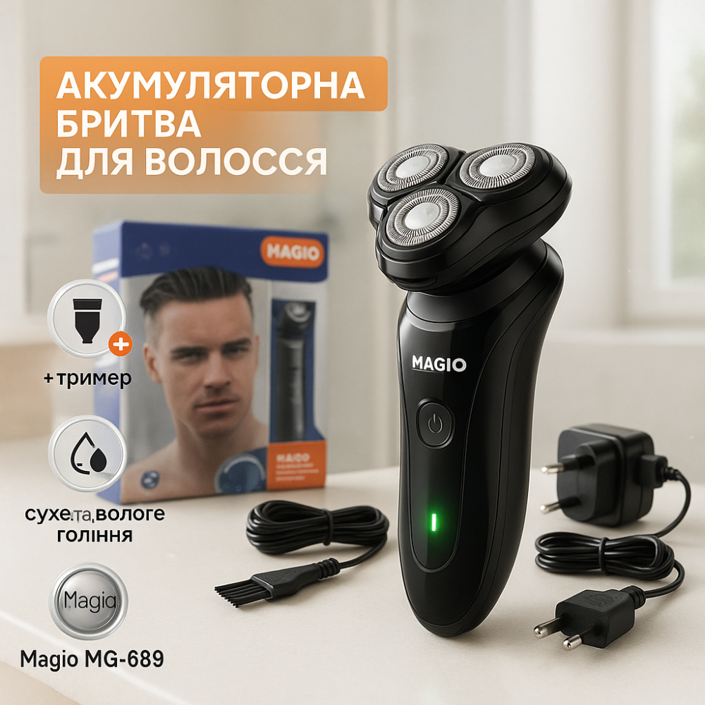 Бритва для бороды и щетины электробритва Magio MG-689, Бритвы аккумуляторные, Бритвы электрические DM-79 Львов - изображение 13