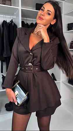 Женский классический мини комбинезон с длинным рукавом костюмка Шоколад, 42/44 Одесса