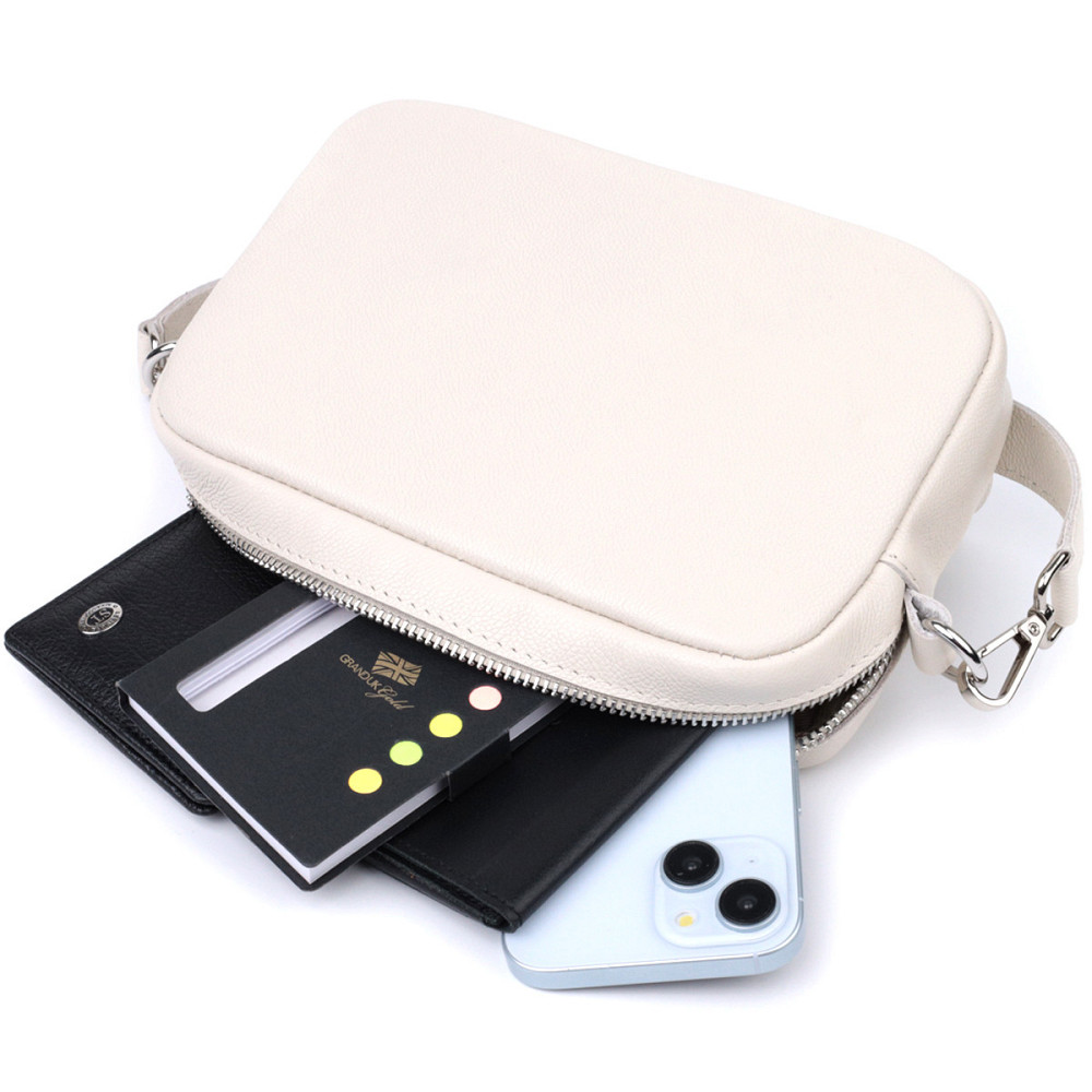 Класична жіноча сумка крос-боді з натуральної шкіри Бежева (SHVIGEL) Київ - фото 2