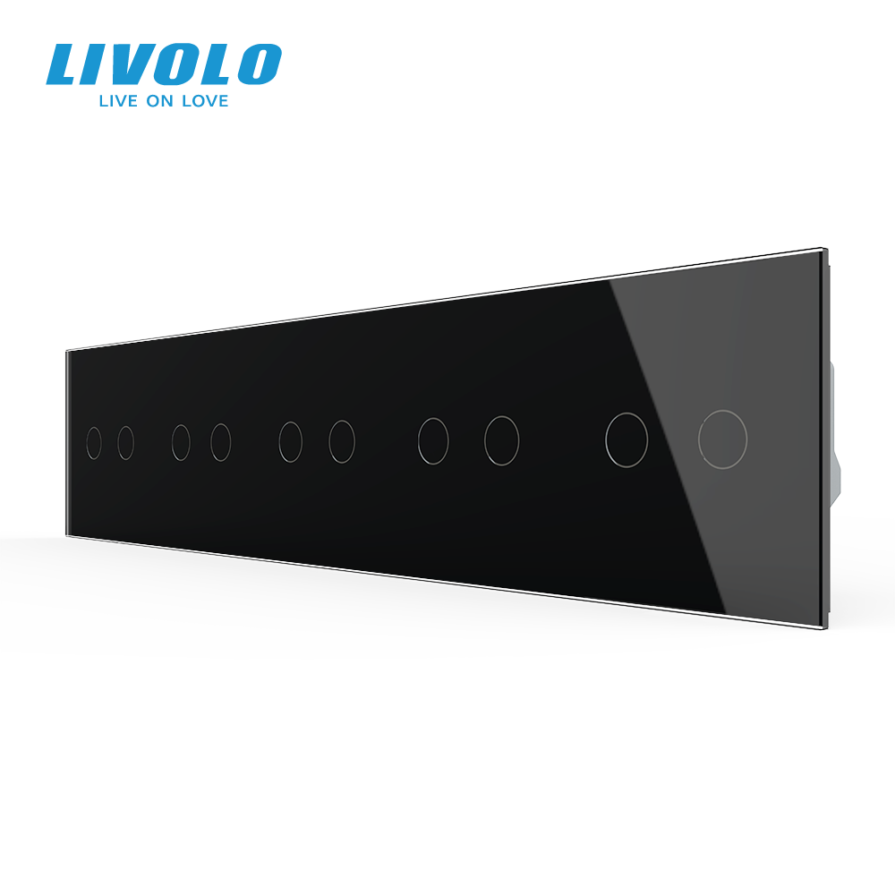 LIVOLO Сенсорний вимикач 10 сенсорів (2-2-2-2-2) Livolo чорний скло (VL-C710-12) Коломия - фото 4