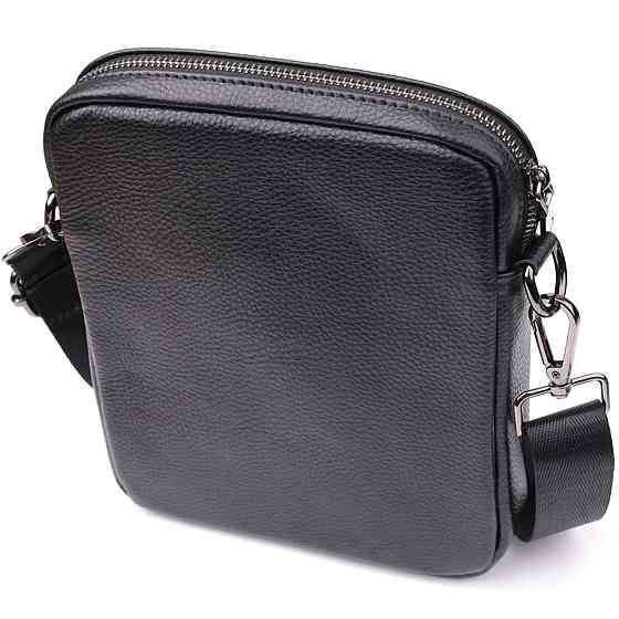 Компактная мужская сумка на плечо из натуральной кожи Vintage 23021 Черный Киев