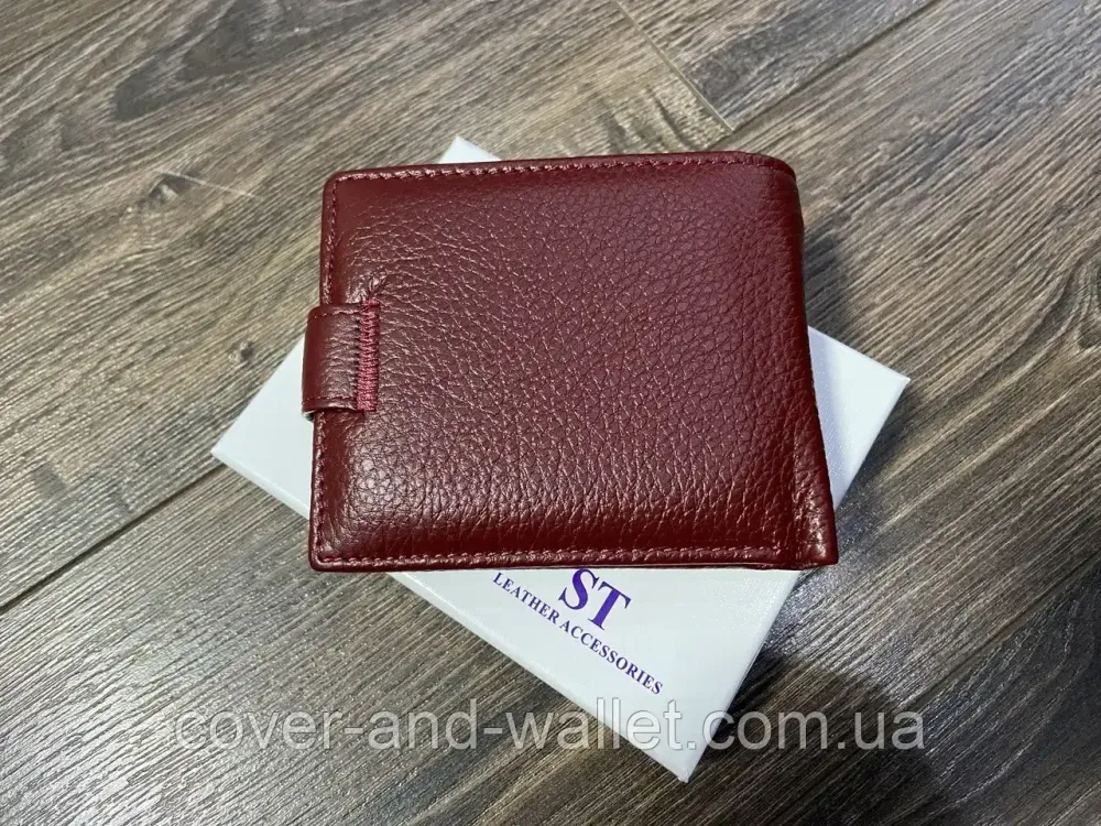 Женское портмоне из натуральной кожи бордового цвета с блоком под карты ST 34 Киев - изображение 9