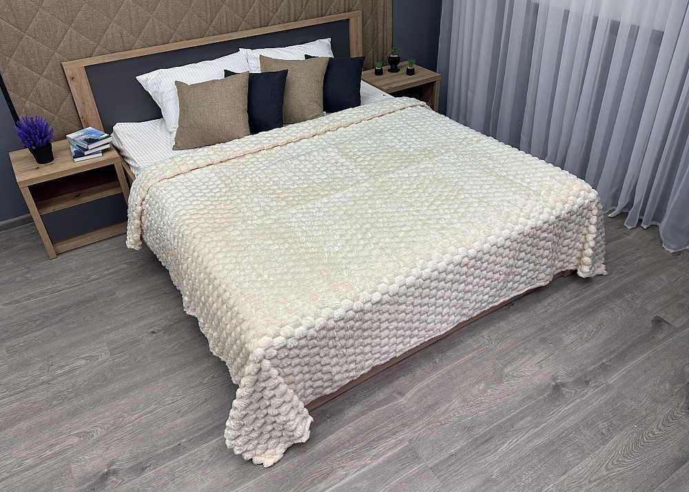 Плед-покривало 210х210 см (+-5см) Соти Кремовий (87-211) Київ - фото 3