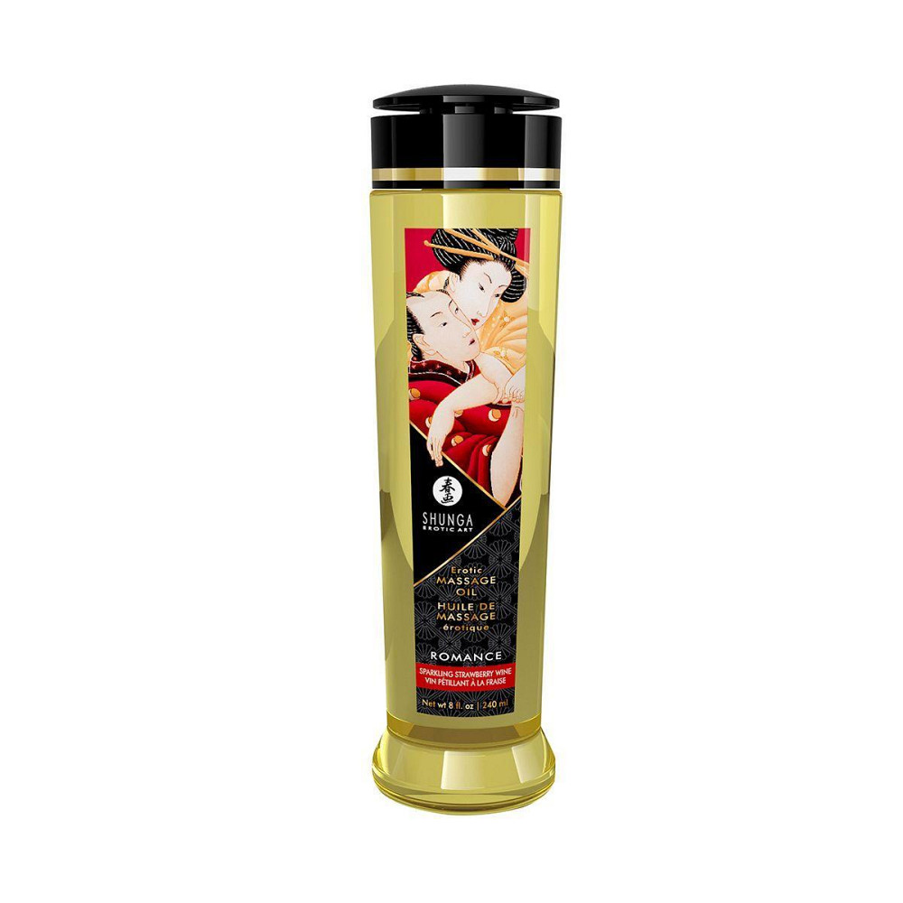 Масажна олія Shunga Romance – Sparkling Strawberry Wine (240 мл) натуральна зволожувальна Sex Aura Київ - фото 1