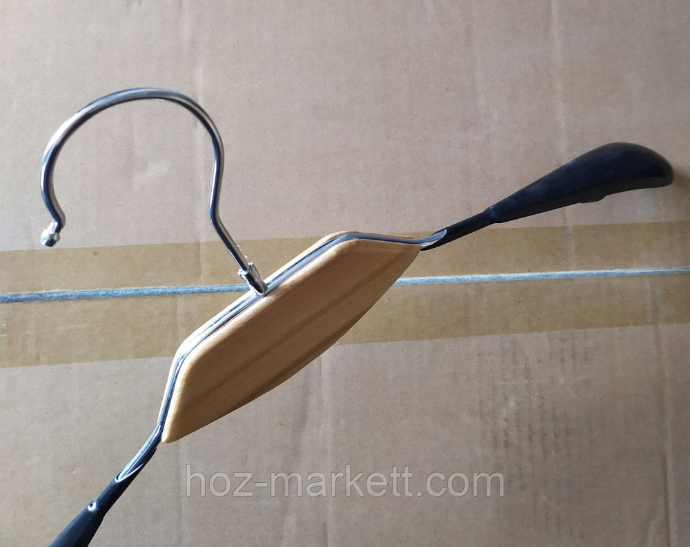 Вішалки плічка, тремпель металевий у чорному силіконі з хромованим гачком широкі з декором дерево. Харків - фото 2