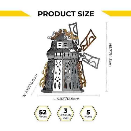 Колекційна модель-конструктор Metal Time Mysterious Mill Млин електронний двоколірна (MT054) Харків