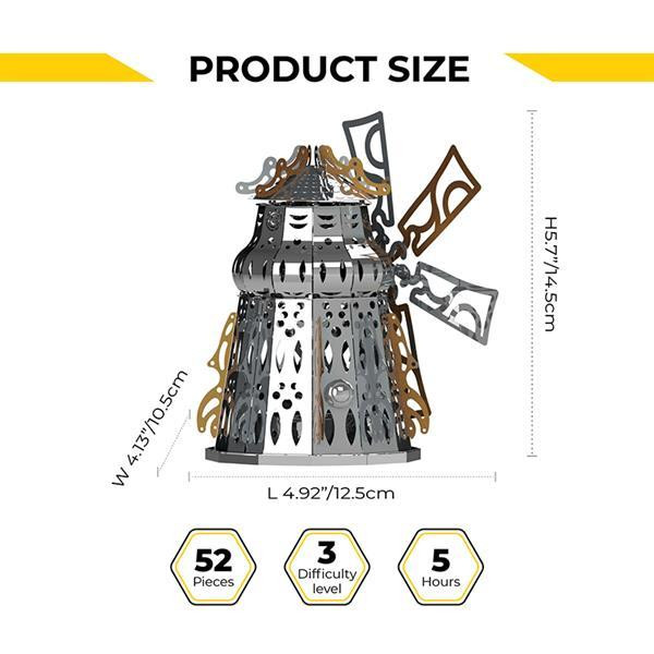 Колекційна модель-конструктор Metal Time Mysterious Mill Млин електронний двоколірна (MT054) Харків - фото 3