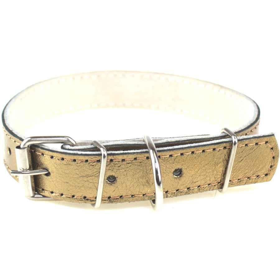 Нашийник 2243 20мм "Перламутр" шкіра подвійний прикрашений стразами Мідний Вінниця - фото 1