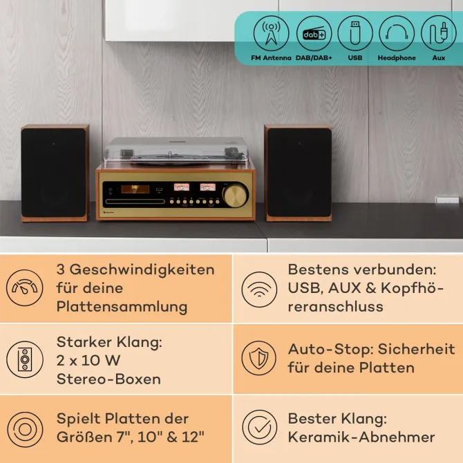 Виниловый проигрыватель стереосистема Auna Oxford SE Bluetooth USB CD из Германии Днепр - изображение 5