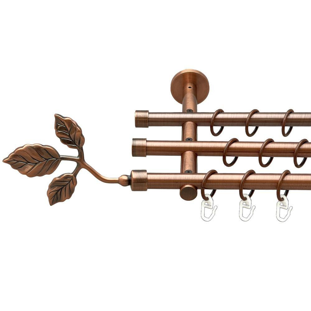 Карниз Orvit Тоскана металевий трирядний циліндр (20 см) гладка труба кільце металеве Мідь 16\16\16 мм 160 см (00-00020492) Львів - фото 1