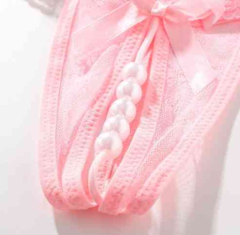 Трусики з вирізом та перлами рожеві - розмір універсальний, резинка до 110см Київ