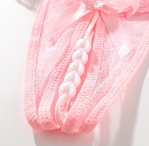 Трусики з вирізом та перлами рожеві - розмір універсальний, резинка до 110см Київ - фото 3