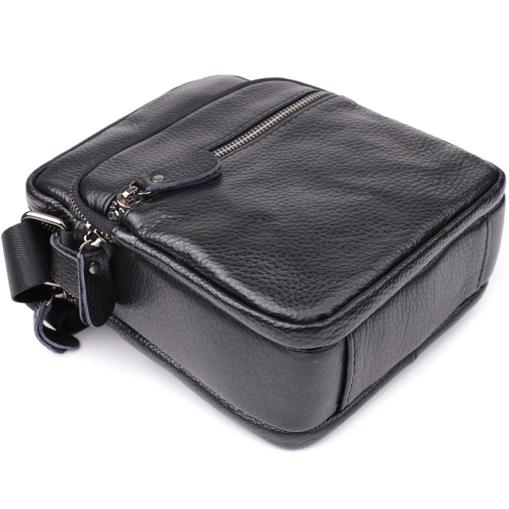 Мужская сумка на плечо из натуральной кожи Vintage 23020 Черный Киев - изображение 5