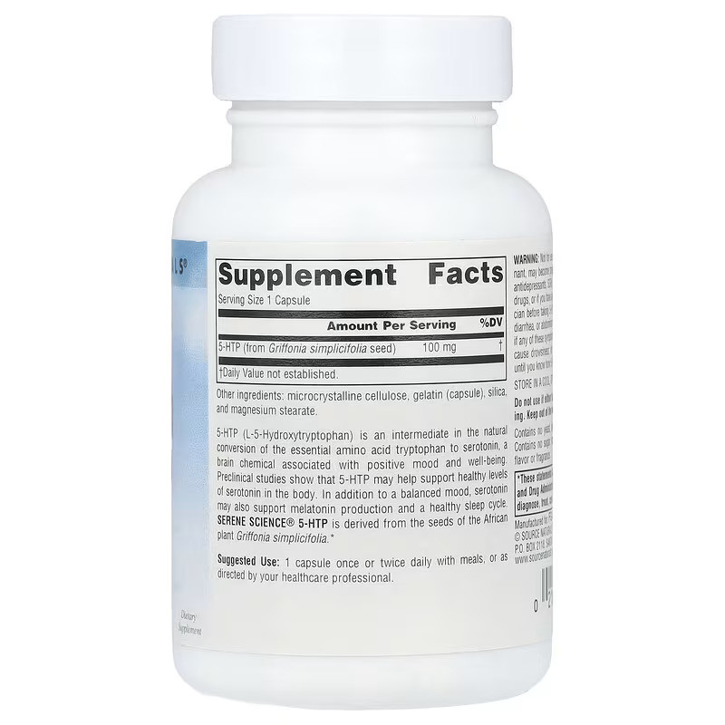 5-гидрокситриптофан Source Naturals 5-HTP 100 mg 60 Capsules (50 mg per Capsule) Луцк - изображение 2