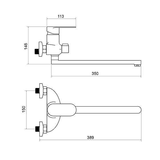 Змішувач для ванни Lidz Tani 0052 з поворотним виливом (з душовим гарнітуром) (k40) LDTAN0052CRM44960 Chrome Київ