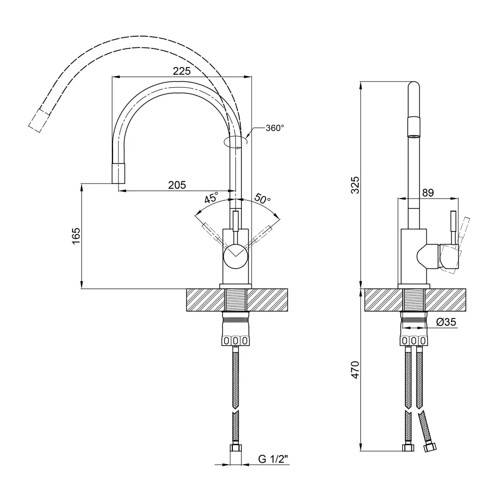 Смеситель для кухни WEZER EKO4X-01G с гибким изливом, сатин/серый Киев - изображение 4