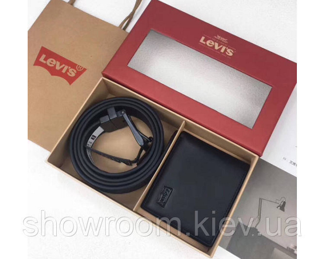 Мужской подарочный набор ремень и портмоне Levis (509) Киев - изображение 2