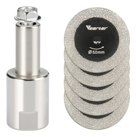 Алмазний диск для різання скла та плитки 50 мм з перехідником M14, набір 5 дисків + 1 тримач (412303673) Київ