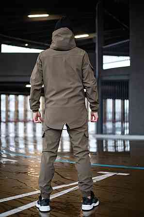 Чоловічий тактичний костюм Softshell Intruder хакі, куртка з капюшоном і штани з кишенями софт XXXL Одеса