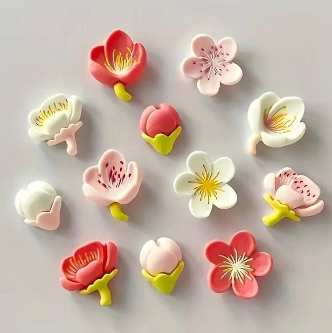 Магниты на холодильник цветы 15 шт декоративные розовые магниты набор Киев - изображение 2