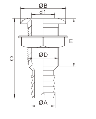 Зливний штуцер SEAFLO 5/8" (16 мм) крізь корпус — білий , Nylon+GF (SFTH2-0625-01) Київ - фото 5