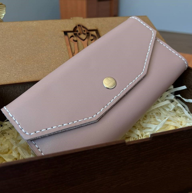 Гаманець жіночий клатч Флоренція Рожевий шкіряний, стильний модний клатч ручної роботиMasterSem Київ - фото 2