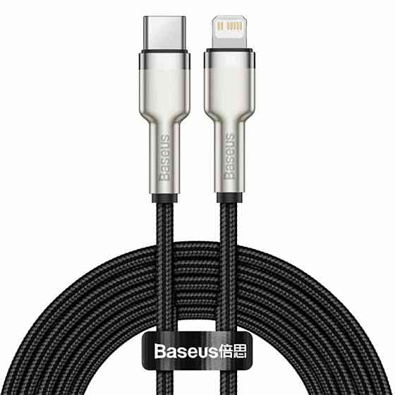 Кабель Type-C - Lightning Baseus Cafule Series Metal дата-Кабель Type-C - Lightning PD 20W 2m колір чорний CATLJK-B01 Одеса