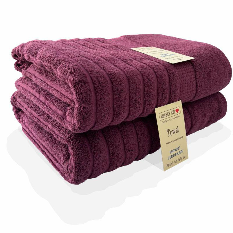 Набор 2 жаккардовых полотенца Lovely Svi для ванной, гостиниц, в подарок, 70 х 140 см Oxford Stripe Burgundy Киев - изображение 1