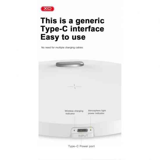 Беспроводное индукционное зарядное устройство + ночник и подставка ,USB-Type-C 15W 3 in 1 White Винница