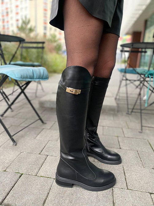 Чоботи жіночі KATI SHOES 3005 чорні (зима євро-хутро, шкіра натуральна) (6176) Коломыя - изображение 1