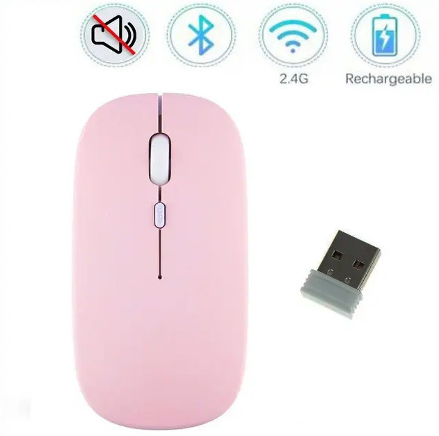 Мишка безшумна комп'ютерна UGREEN, бездротова Bluetooth, USB, що перезаряджається, Рожева Запоріжжя - фото 3