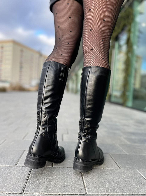 Чоботи жіночі ЭММА Z-25 чорні натуральна шкіра зима висота 36см каблук 5см (2510) Коломия - фото 6