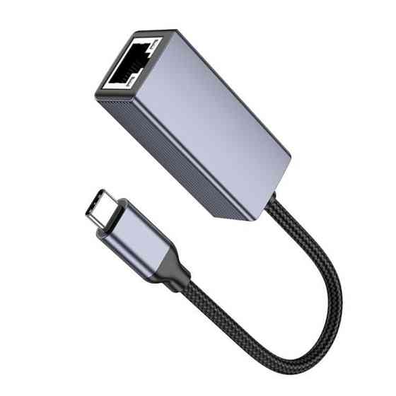 Мережевий адаптер HOCO UA37 Type-C ethernet adapter (1000 Mbps) Metal Gray Київ