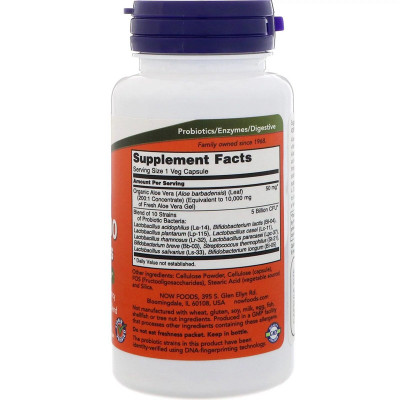 Трави Now Foods Алое 10 000 & Пробіотики, 60 вегетаріанських капсул (NOW-03029) Вінниця - фото 2