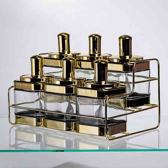 Yiwu Набір банок для сипучих продуктів із ложкою 6 шт, золото HP-1337 Коломия